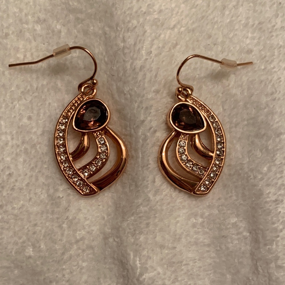 Elegant Gold and Brown Earrings
